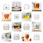 Стеклянная чашка, стеклянная кружка с двойными стенками, двухслойная стеклянная кружка с изображением медведя, кота, собаки, животного, кофейная чашка, Рождественская кружка, милая чашка для чая и молока