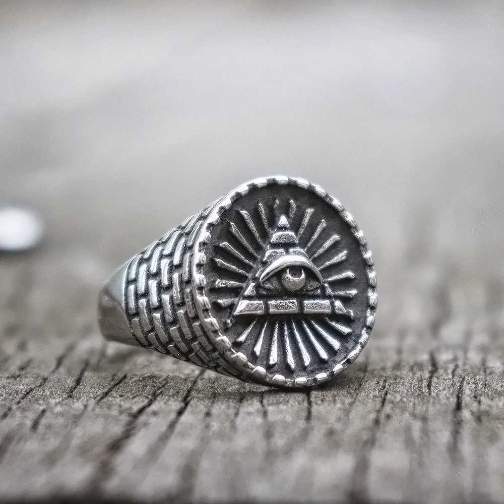 Мужское кольцо с треугольным глазом из нержавеющей стали в стиле панк|Кольца| |