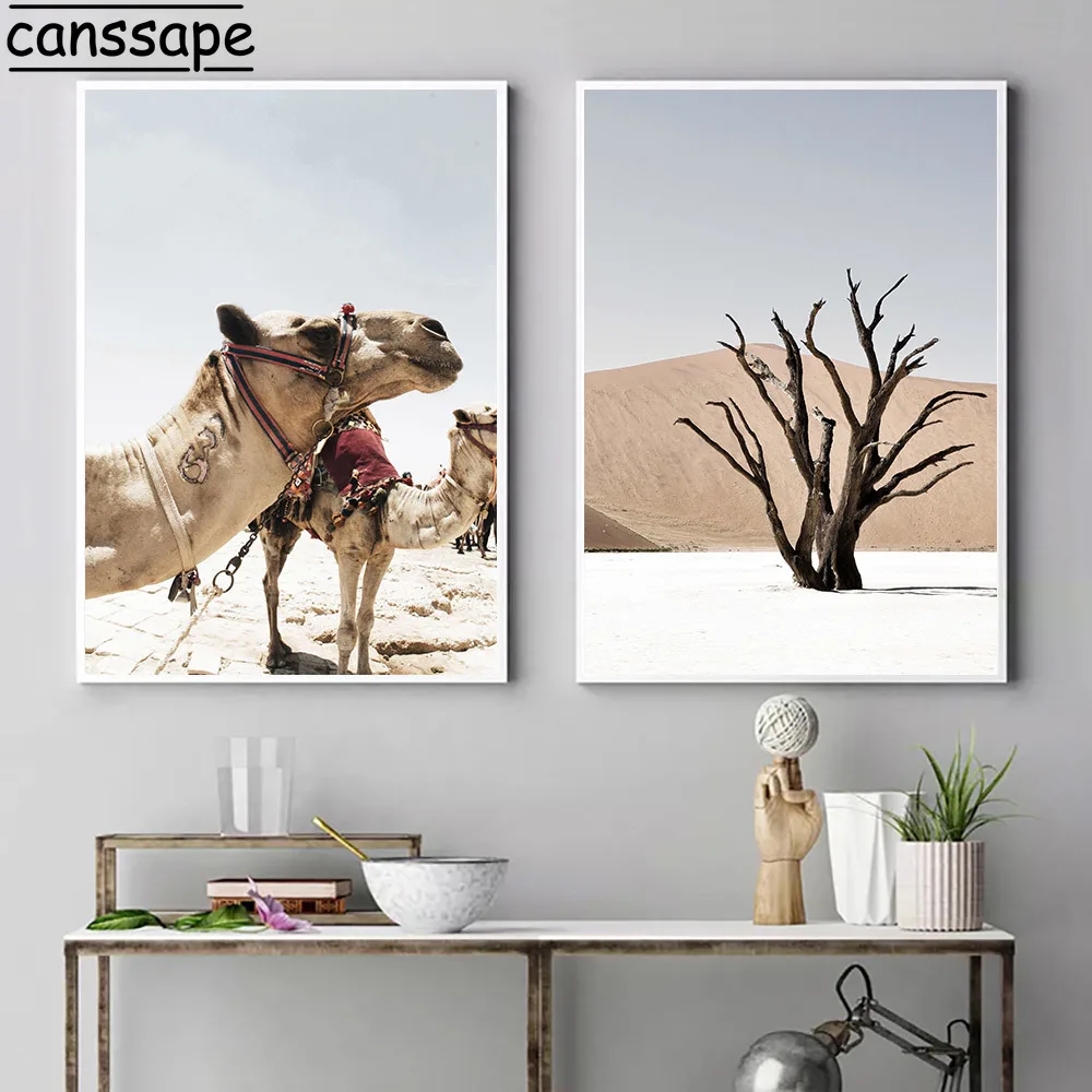Марокканская дверь верблюжья стена картина холст скандинавский постер пейзаж