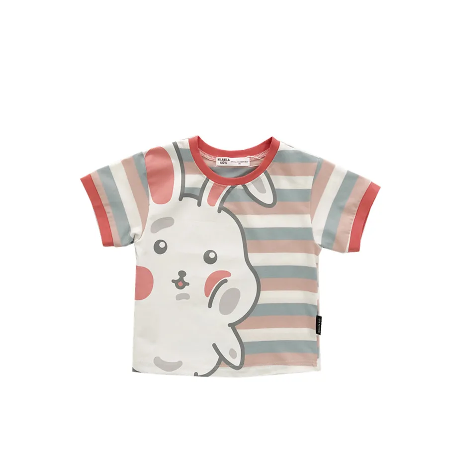 Детская Хлопковая футболка Tonytaobaby 2 цвета в полоску с коротким рукавом | Мать и