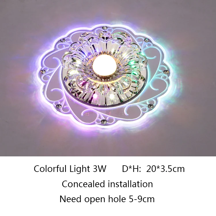 Colorful Conceal 3W Хрустальный светодиодный светильник Потолочные светильники Современная потолочная лампа Plafonnier Led Мини скандинавские acryl гостиной огни прохода коридор, отель 3W - Цвет корпуса: Colorful Conceal 3W