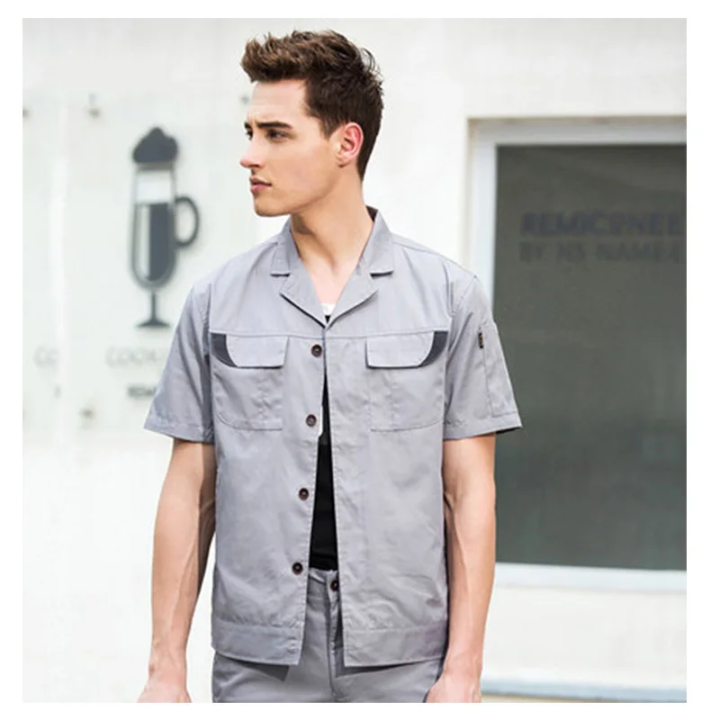 

Overalls Suit seasonal Men's Short-Sleeved Breathable Factory Labor Protection Clothing Tooling Short-Sleeved Thin Section