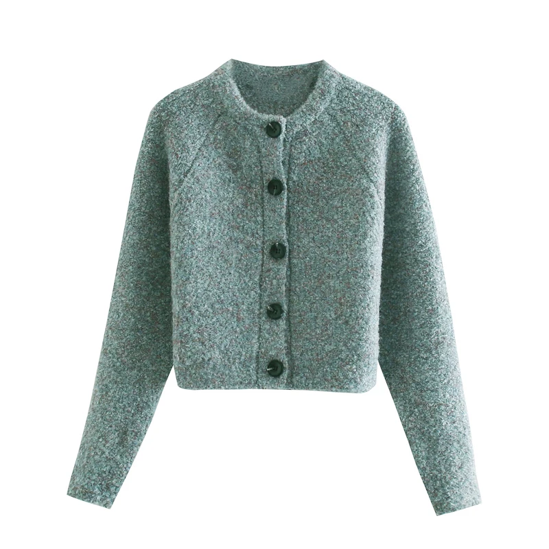 

YNZZU 2020 Vintage Cardigan Sweater Coat Women Single Breasted O Neck Female Knitted Warm Jacket AT675