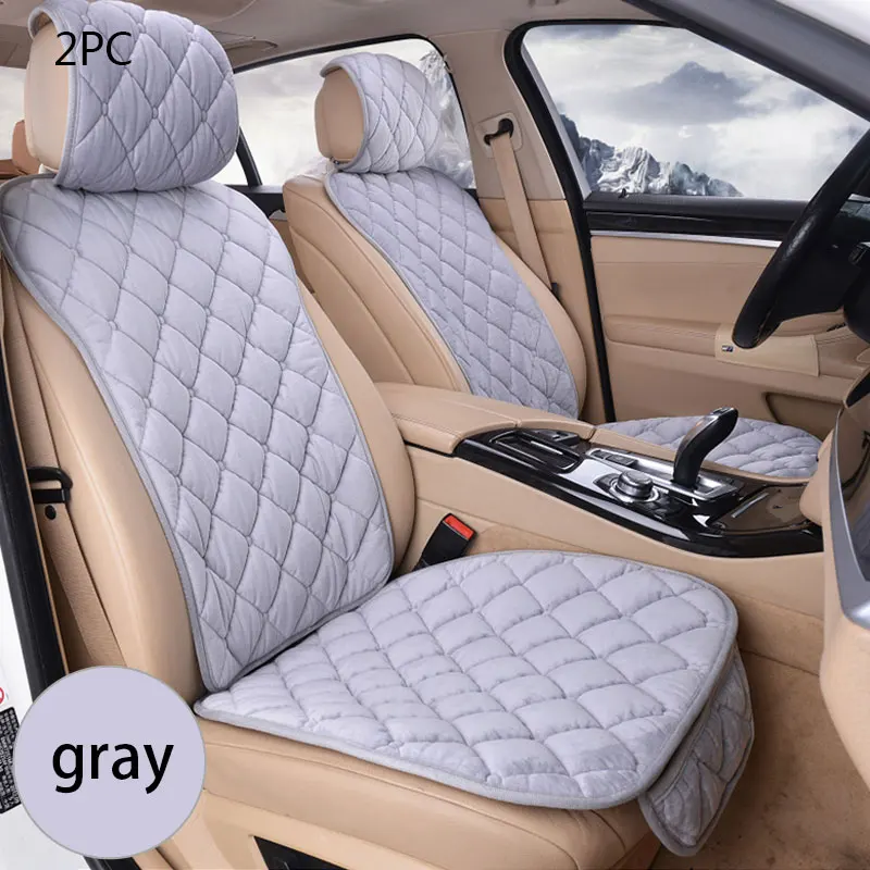 Front Gray 2pcs Универсальные чехлы для автомобильных сидений, плюшевые теплые осенне-зимние чехлы для сидений, чехлы для автомобильных сидений, Защитные чехлы для авто, аксессуары для интерьера - Название цвета: Front Gray 2pcs