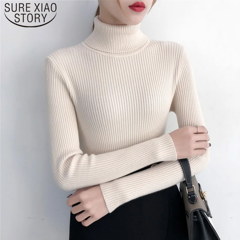 

Turtleneck Sweaters Fashion 2021 Autumn Winter Clothes Women Solid Women Knit Sweater Women Sweaters and Pullovers 6047 50