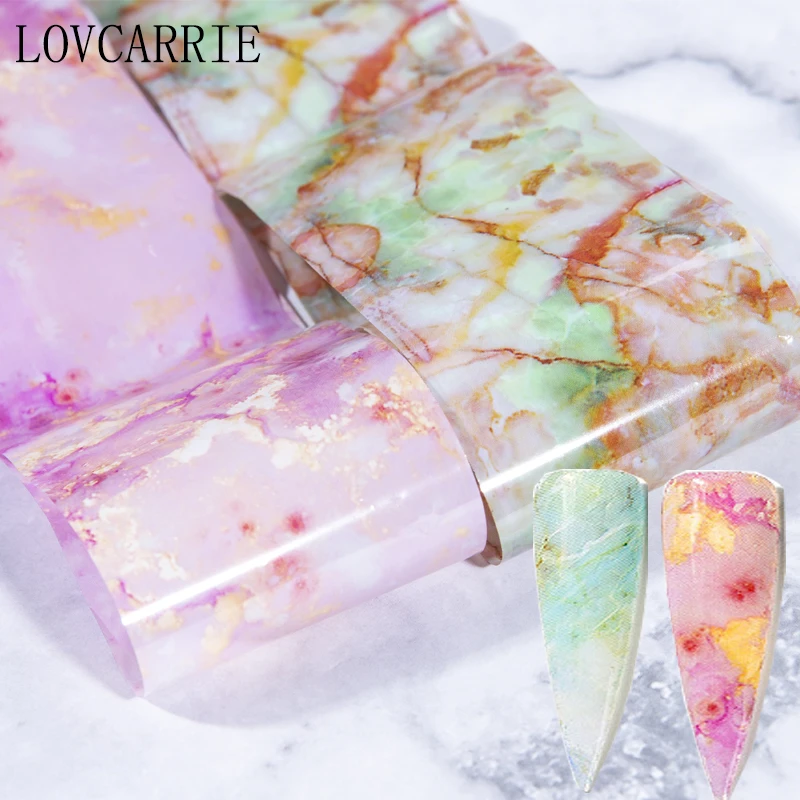 LOVCARRIE мраморные наклейки для дизайна ногтей розовые синие переводная фольга
