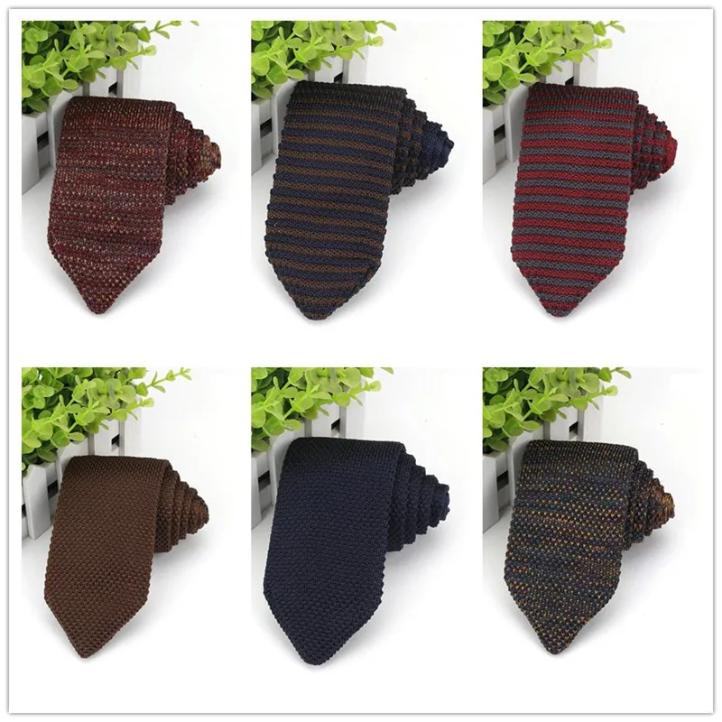 Трикотажные мужские галстуки вязаные для отдыха треугольные мужчин полосатый