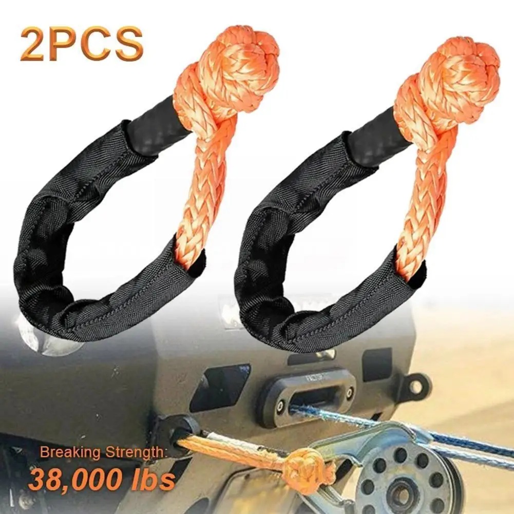 

2pcs Orange 1/2" Soft Shackle Synthetic Rope 38000lbs Trailer Pull Rope Off-road Recovery Tow Strap Atv Utv For Car Broke D M9a8