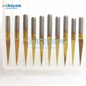 10 шт.лот 3,175 мм твердосплавные гравировальные фрезы для печатных плат, прямая V гравировальная дрель с ЧПУ, инструмент для фрезерного станка 10 градусов 0,1 мм