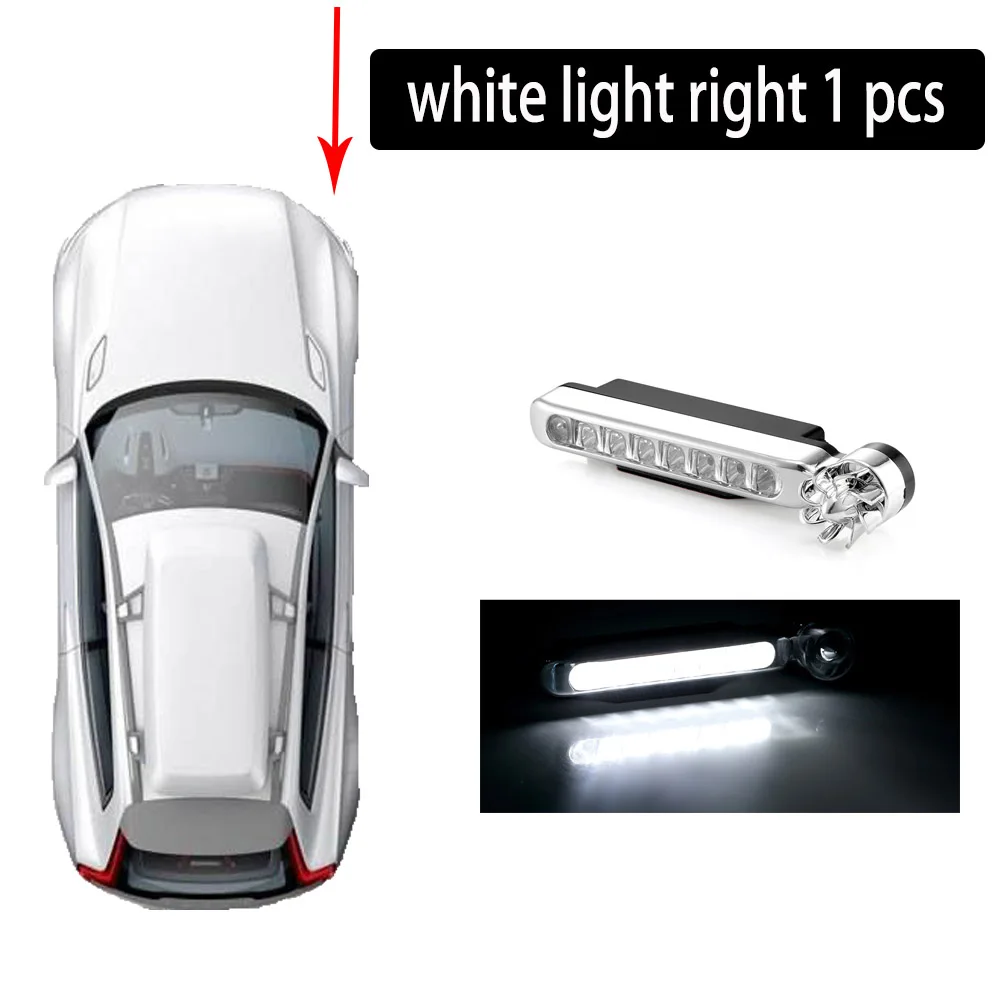 1 pcs right wihte Ветросиловой 8 светодиодный автомобильный drl дневные ходовые огни для противотуманных фар DRL для вождения автомобиля дневной свет головные лампы нет необходимости внешний источник питания лампочки для авто - Испускаемый цвет: 1 pcs right wihte