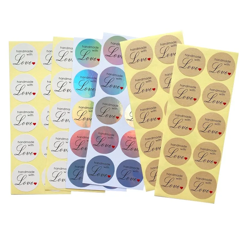 

100pcs Sealing Sticker Handmade With Love Decorative Food Packaging Baking Cake DIY Round 3.5cm Scrapbook Label