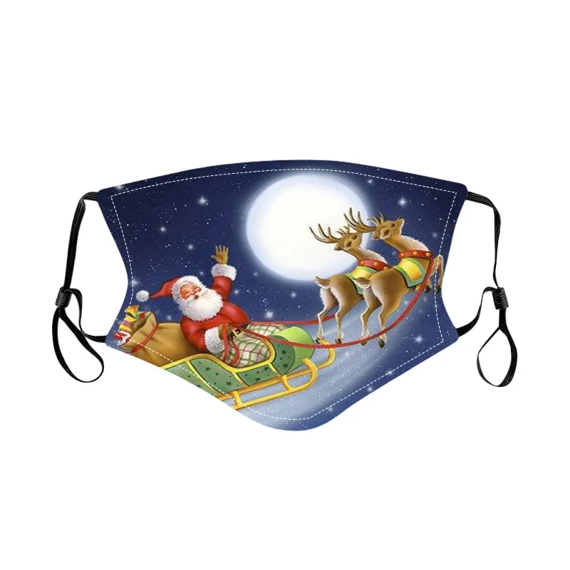 

Christmas Print Adult Masks Christmas Breathable Face Mask Washable Unisex Xmas Masks Outdoor Dust-proof Halloween Cosplay Mask