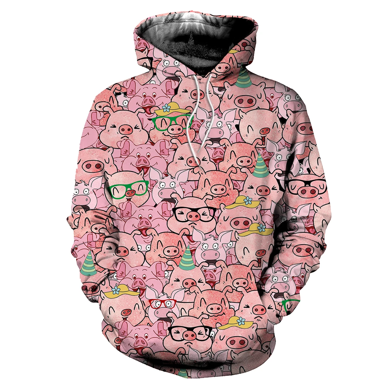 

2021 autumn and winter latest men and women funny pig and dog print hoodie fashion 3D printing long-sleeved color hoodie