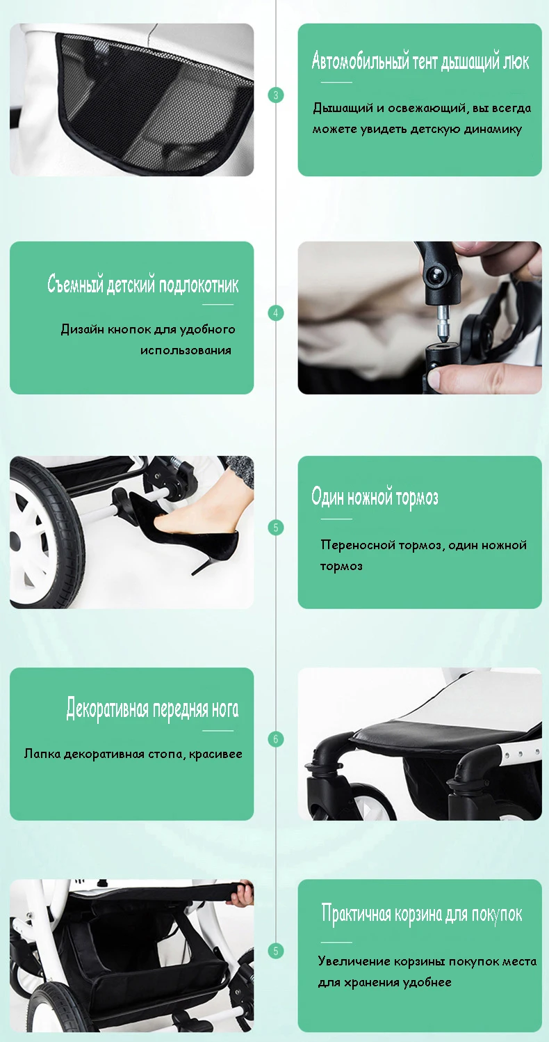 Детская коляска, может применяться для сидения, при горизонтальном положении на плоской поверхности Высокая Пейзаж складные детские Новорожденные коляска