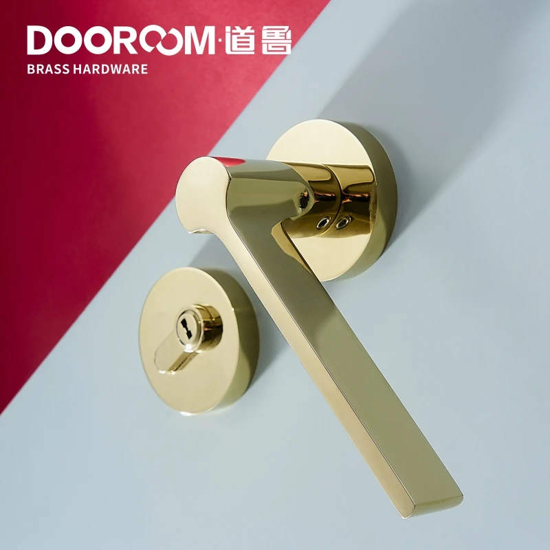 Dooroom латунный дверной рычаг бесшумный блестящий современный светильник роскошный скандинавский двойной деревянный дверной замок для спальни ванной комнаты