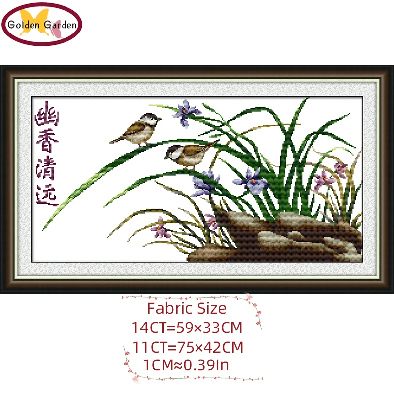 

GG элегантный Орхидея рассчитывал, перекрестная строчка, узор, вышивка рукоделие 11CT 14CT DIY Наборы цветок вышивка крестом Наборы для домашнего ...