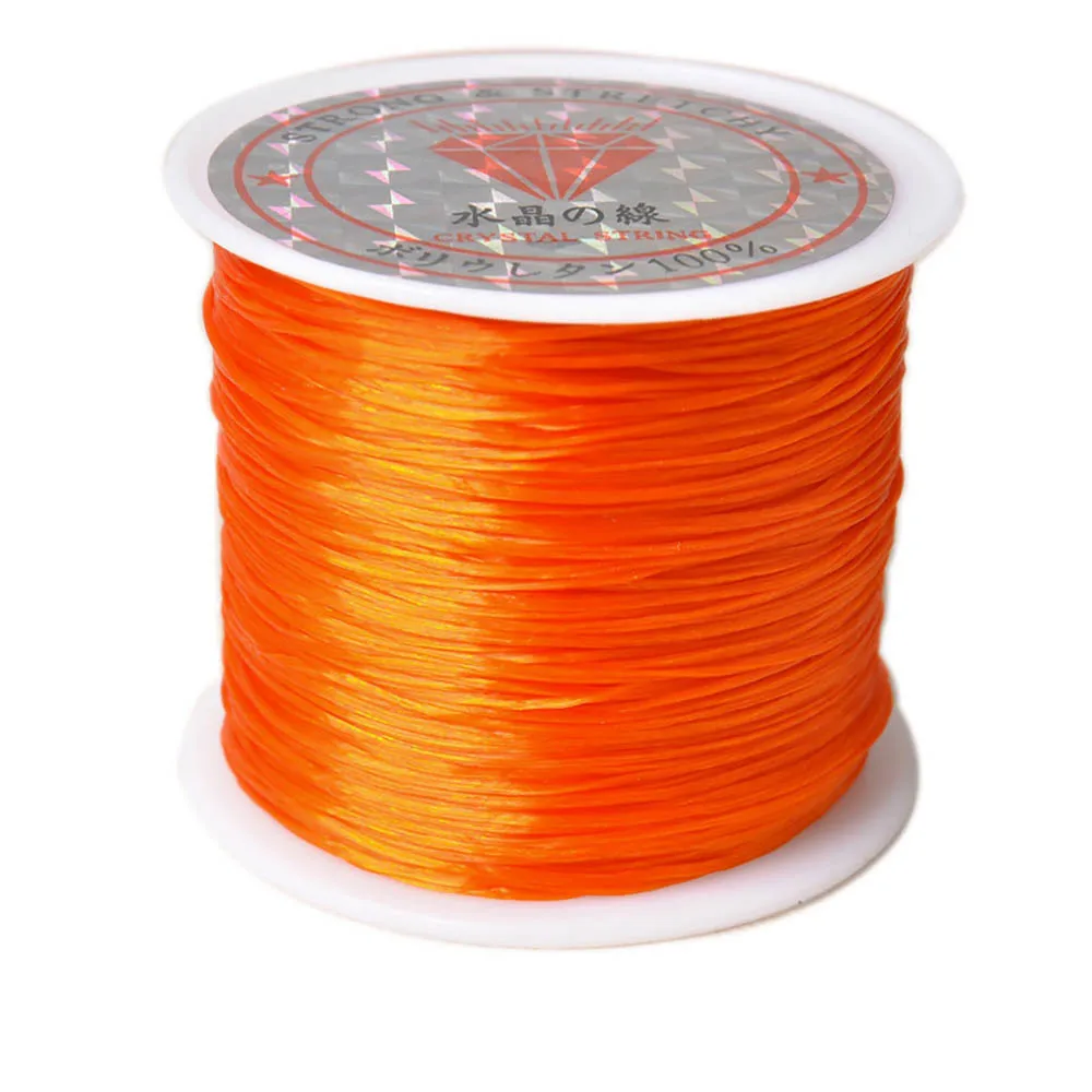 Orange 50 метров/рулон черно-белый эластичный шнур для браслета, ожерелья, нейлоновый шнур для бисероплетения, нить для изготовления ювелирных изделий Diy - Цвет: Orange