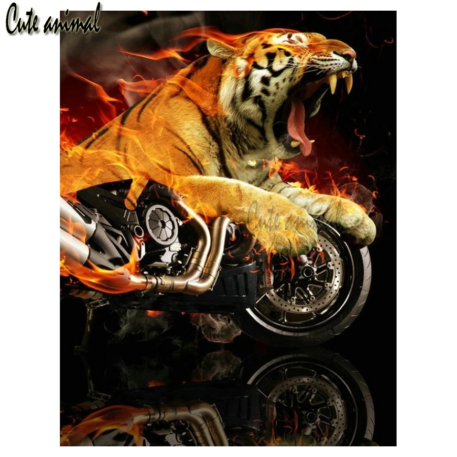 

5D алмазная картина тигр мотоцикл полный квадратный Круглый DIY Алмазная вышивка мозаика стразы украшение