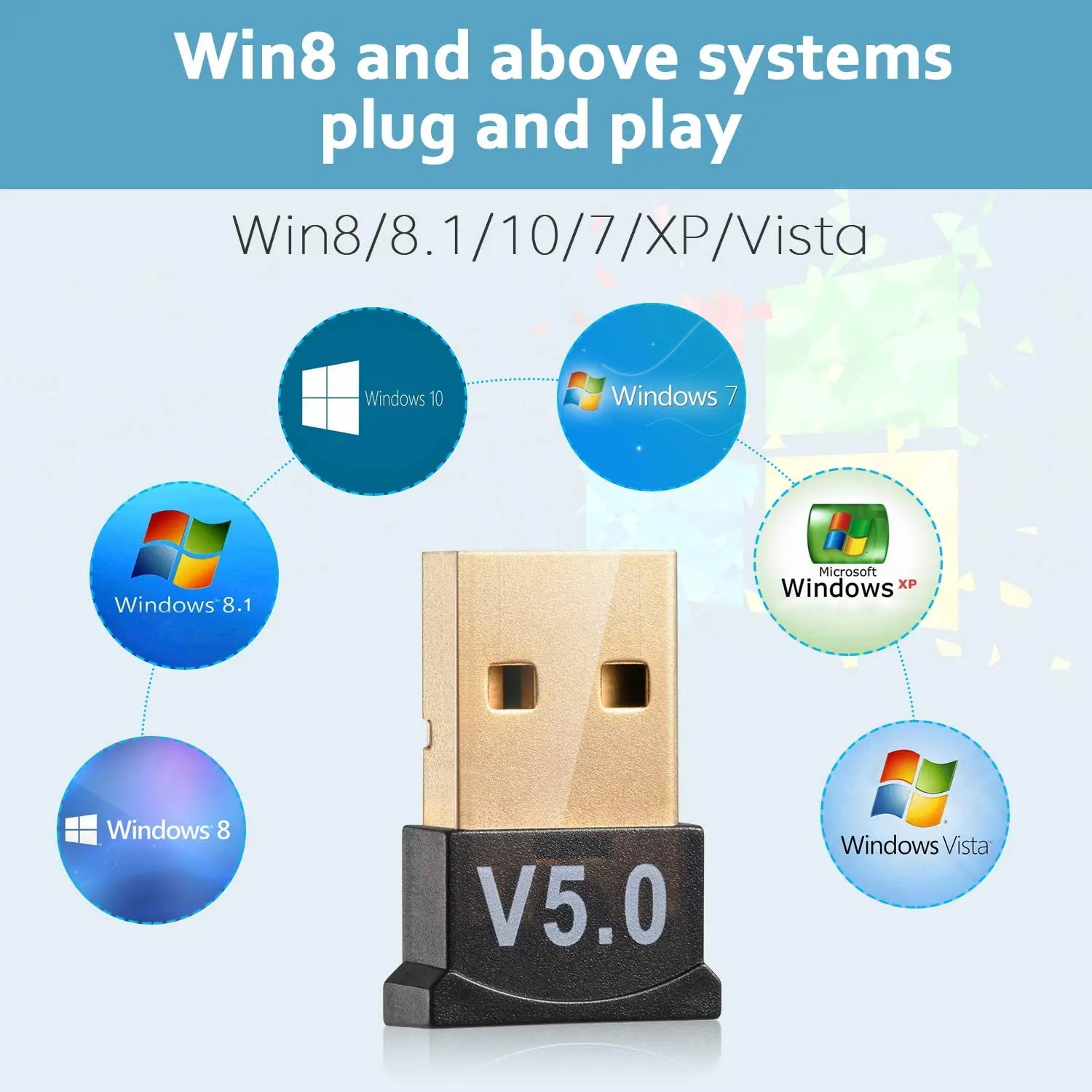 Bluetooth адаптер V5.0 для ПК и ноутбуков Win10/8 1/8/7/XP/Vista|Беспроводные адаптеры| |