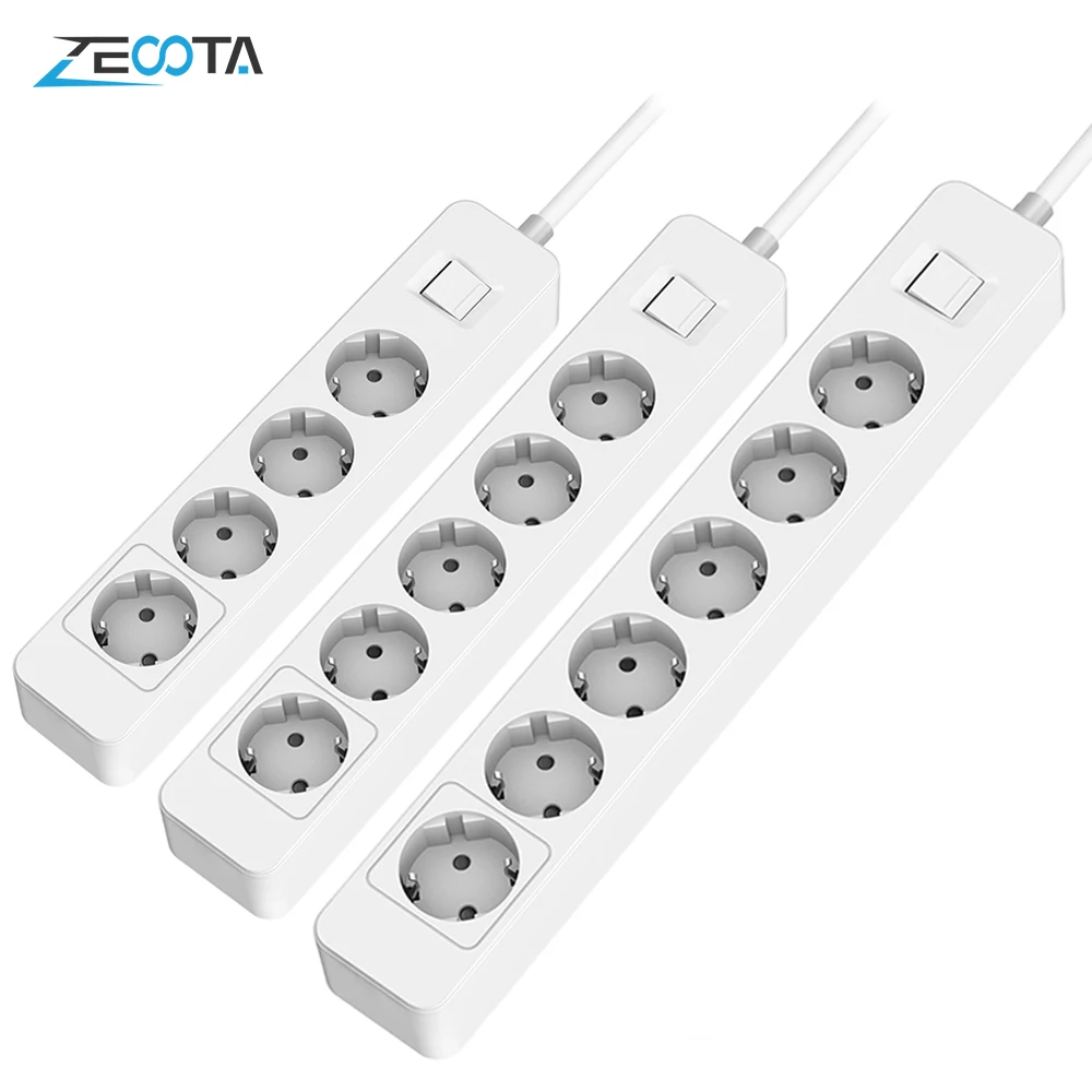 Мощность полосы 5/6 AC розетки ЕС штекер 16A 250V 1,5 м кабель-удлинитель Переключатель Стабилизатор напряжения Защита от перегрузки для рабочего стола