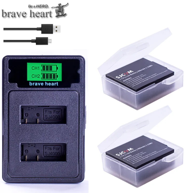 Аккумулятор SJCAM sj4000+ sj 4000 sj 5000 sj 6000 Dual USB зарядное устройство для камеры sj4000 sj5000 sj6000 sj7000 SJ8000 SJ M10
