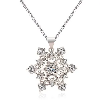 

New European and American Women's Anti Allergy Pendant Ice and Snow Qiyuan Fashion Full Diamond Snowflake Necklace Jdz130