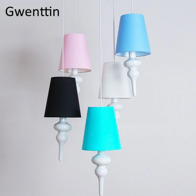 Скандинавский подвесной светильник современный тканевый светодиодный в стиле