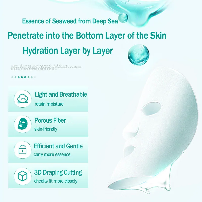 

5Pcs Seaweed Brightening Hydrating Skin Care Mask Shrink Pore Anti Aging Anti Wrinkle Moistuizing Facial Mask