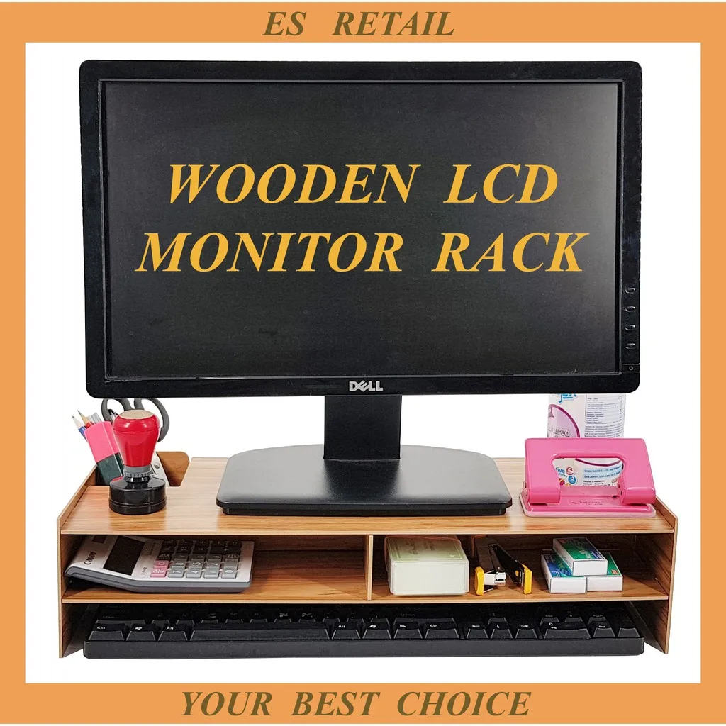 

Wooden LCD monitor rack, DIY Monitor rack, Desktop monitor rack, rak LCD, rak monitor, rak