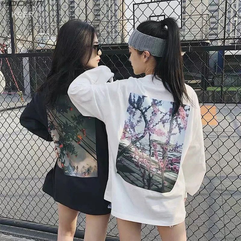

Essentials Men and Women Fashion T-shirt High Street Flower Print 100% Cotton Hip Hop Loose Unisex Oversize Short sleeve