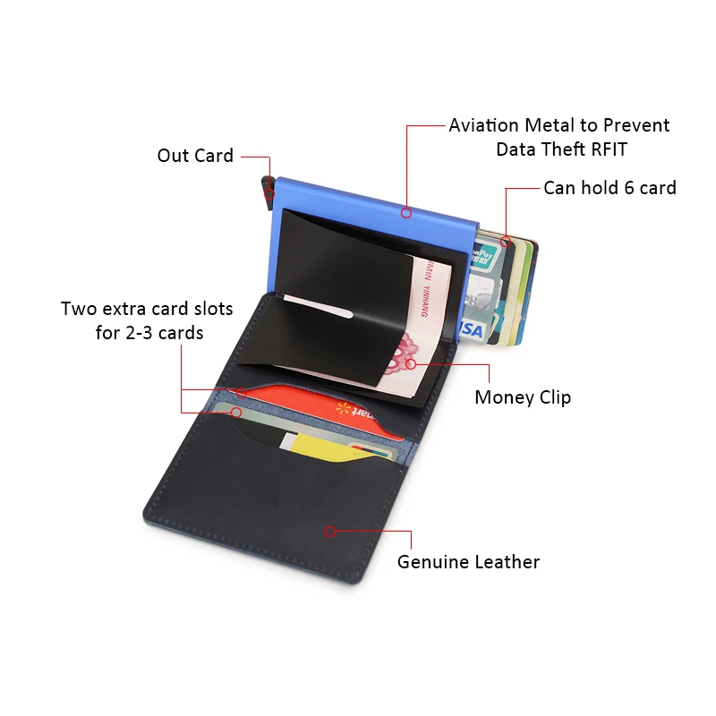DIENQI мужские кошельки из натуральной кожи металлический Анти RFID кражи