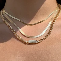 2021 new retro simple creative layered snake chain metal necklace suitable for women necklace necklace