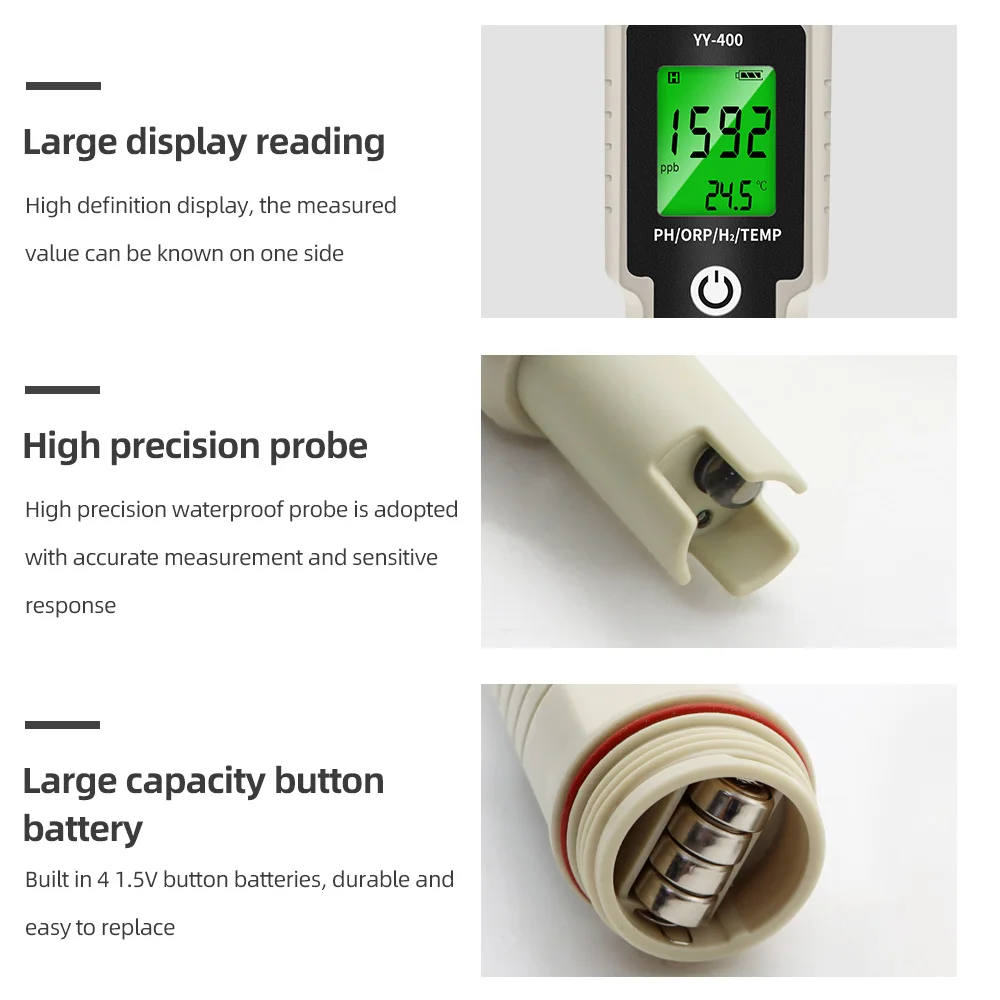 Измеритель PH/ORP/H2/температуры цифровой тестер концентрации ионов водорода SPE/PEM