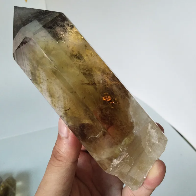 Каменный из натурального цитрина кристаллическая палочка ТОЧКА кварца сырой