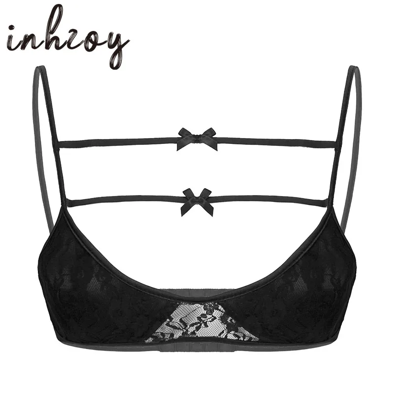 Sexy Bra Tops for Women Sheer Lace Patchwork Lingerie Bralette Bikini Crop Top Black Unlined Brassiere Female Underwear Clubwear