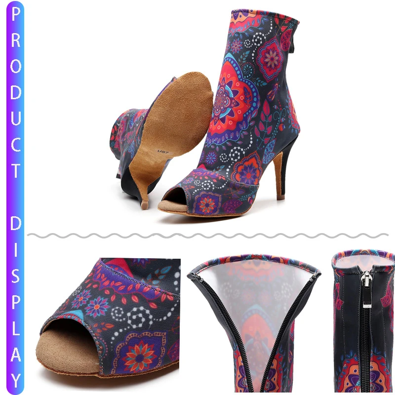 Salsa Tango Square Outdoor Practice Shoe Heel Women Dancing Shoes Woman Discounts Stylish High Heel Latina Dance Boots