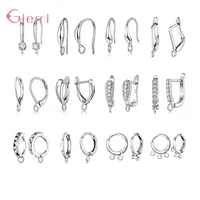 925 sterling silver hoops earrings dangle clasp ear wires hooks diy circle earring findings jewelry making accessories suppies
