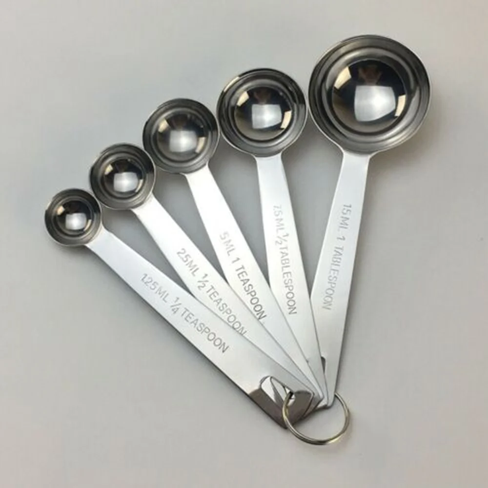 

Silver Measuring Spoons High quality 5PCS Set Stainless Measuring Spoons