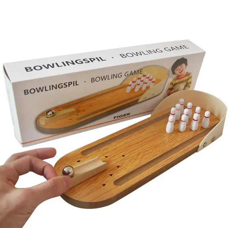 

2020 New Wooden Mini Bowling Parent-child Interactive Board Game Children Board Game Toy Ball Game Puzzle Strategy Game Hot