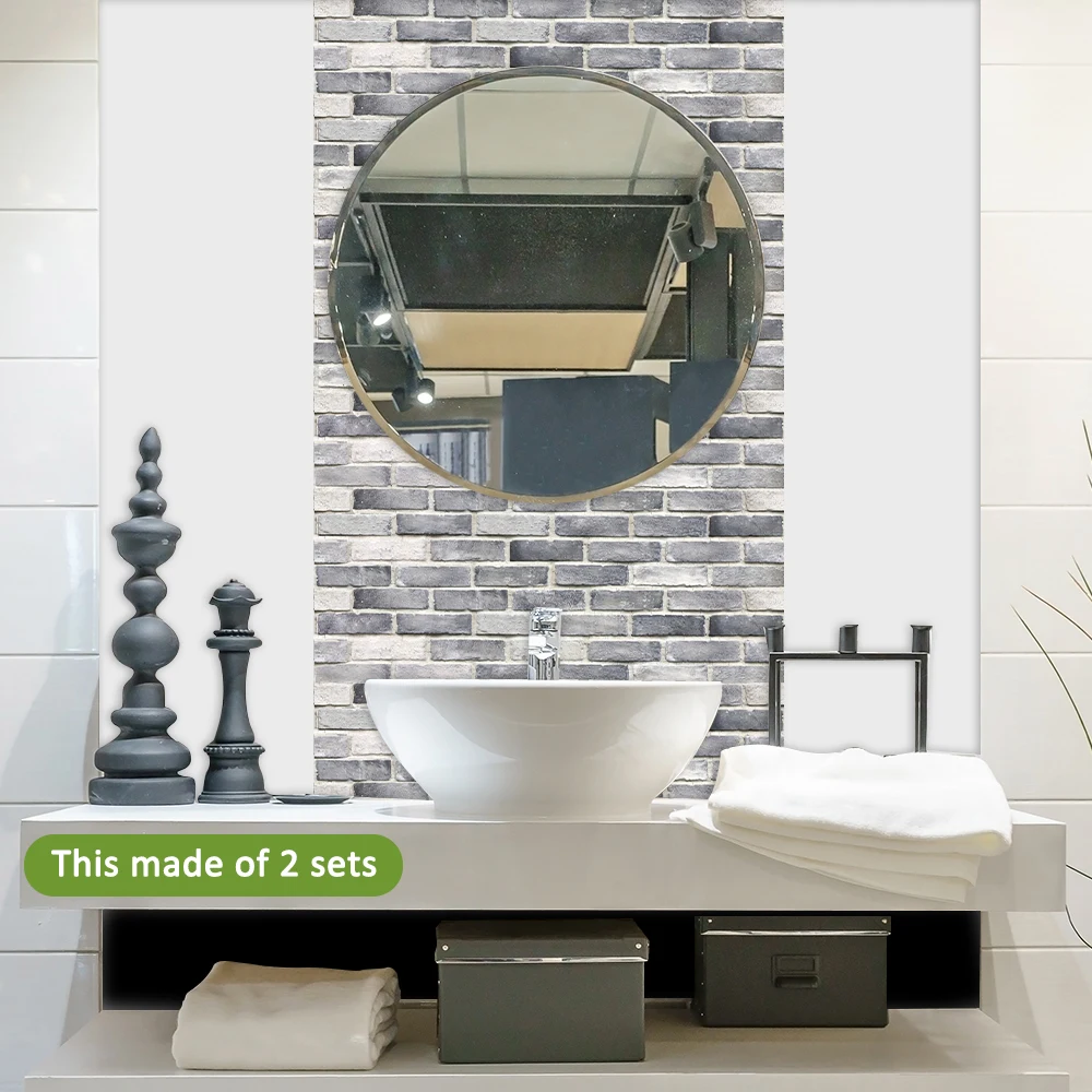 

21*100cm*7pcsGrunge Grey Brick Laptop Sticker Cabinet Sticker Waterproof Floor Sticker For Kitchen Bathroom Wallpaper