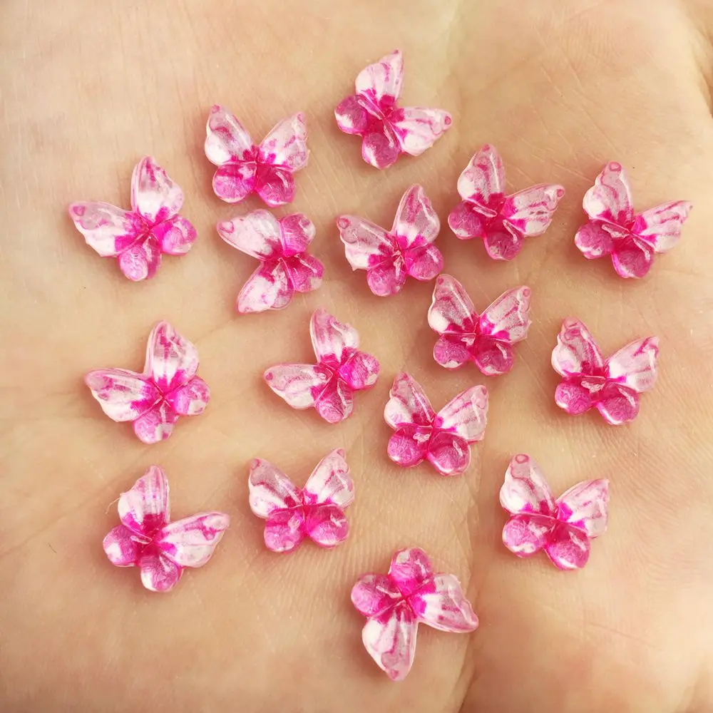 40 шт. блестящие полимерные 10 мм разноцветные бабочки с плоской задней стороной