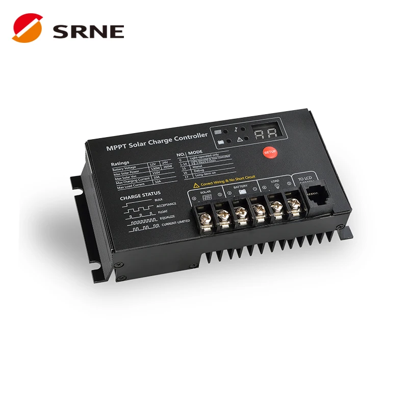 SRNE Солнечный контроллер заряда 12В/24В 10А MPPT IP64 интеллектуальный MT2410|Солнечные