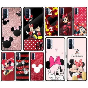 red mickey minnie tempered glass cover for realme 7 7i xt c3 6 5 pro for oppo a9 2020 a52 find x2 lite phone case free global shipping