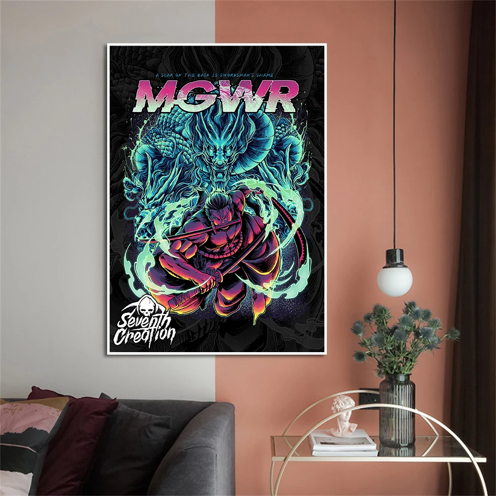 

One Piece Japanese Anime Posters Roronoa Zoro Wall Decor Print Canvas Abstract Portrait Art Painting for Kids Room Home Decor