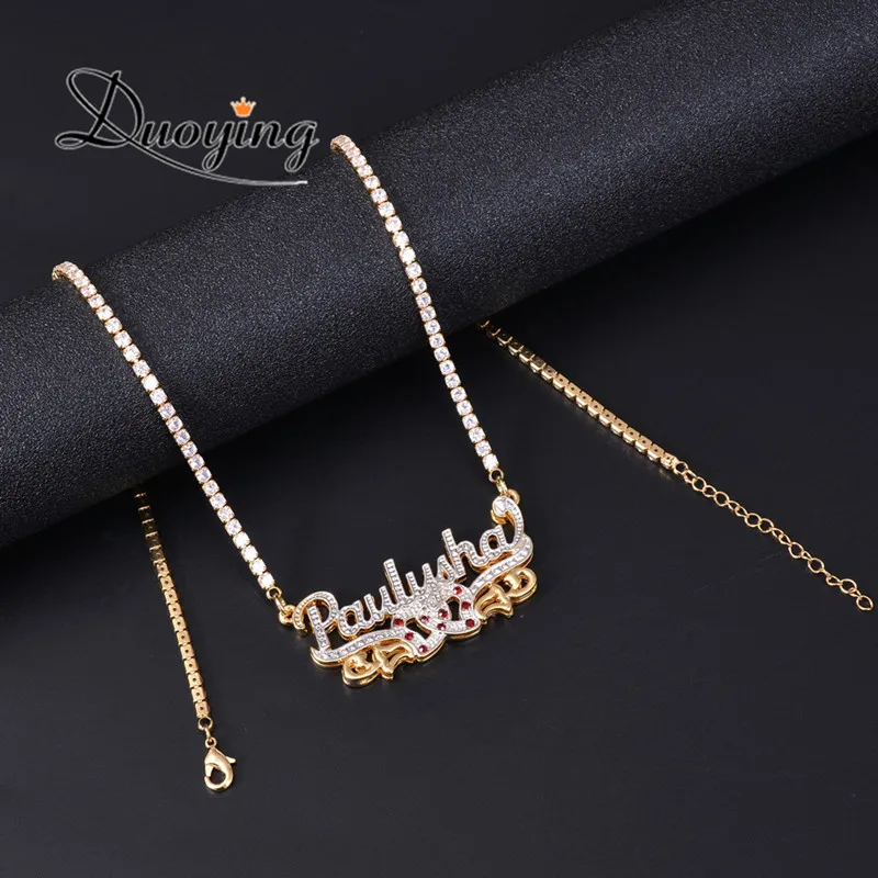 Индивидуальное ожерелье DUOYING персонализированное с именем покрытое табличкой 3D