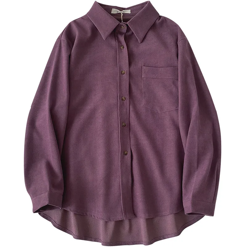 

Yeeloca Fashion Versatile Loose Long Sleeve Shirt Women's New Summer 2021 Lapel Solid Casual Blouser Korean Single Breasted Top