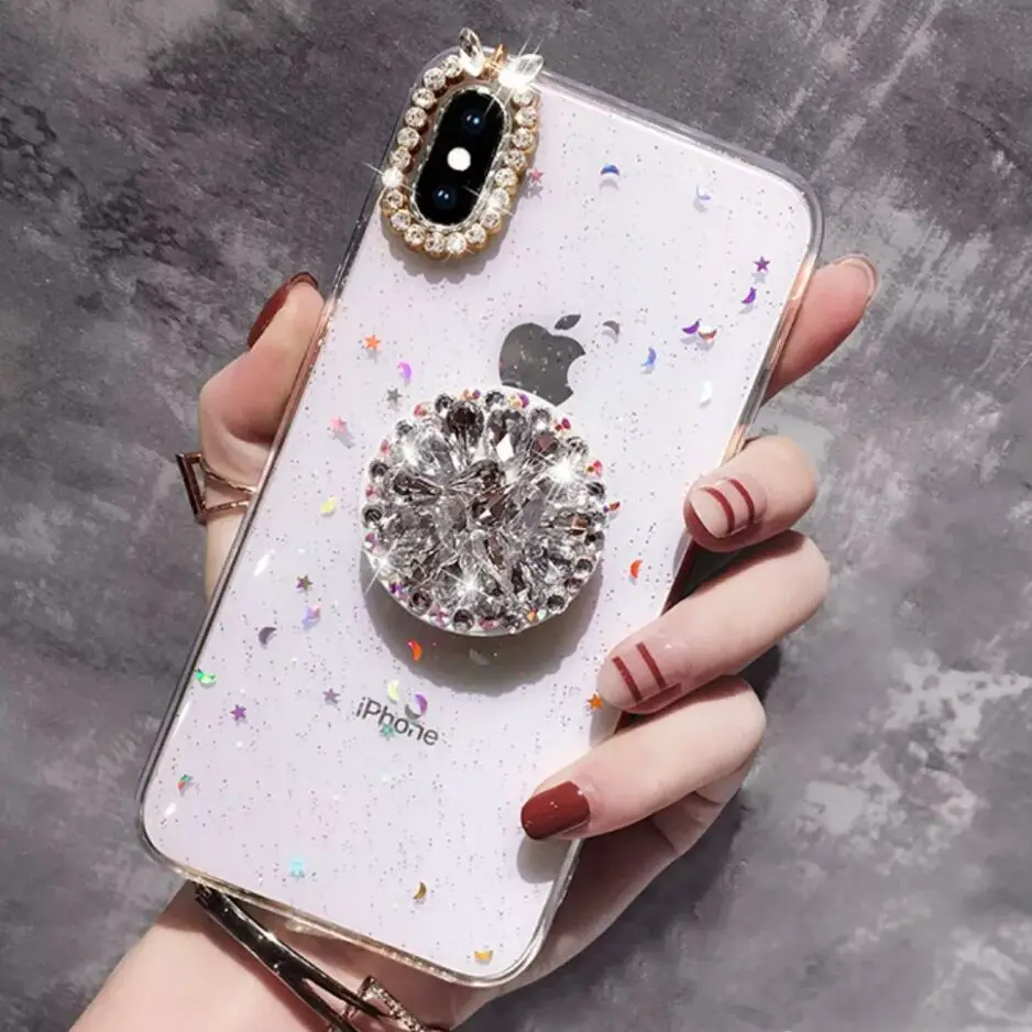 

Mobile Phone Shell Drop-Resistant Protective Case iPhone XR 11 Pro Max 6 6S 7 8 plus XS Max Cosmic Starry Sky Moon Rhinestone