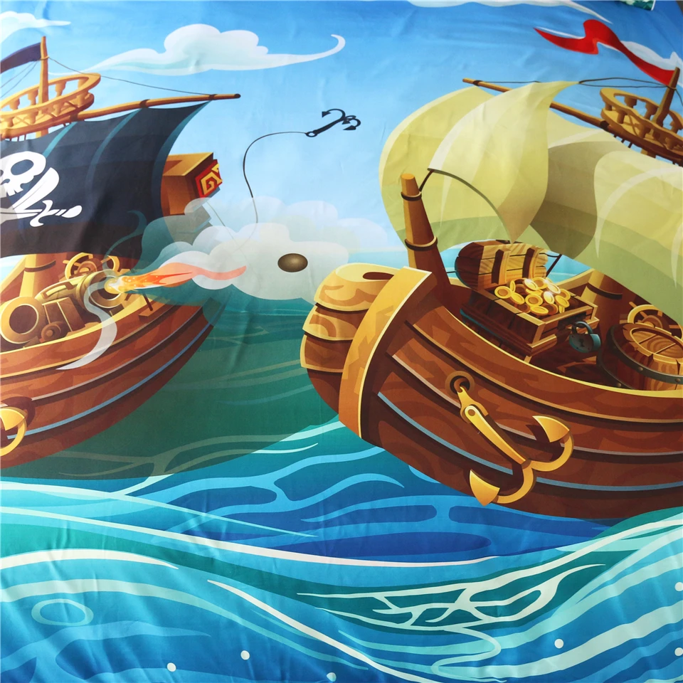 Комплект постельного белья с 3d изображением пиратов комплект пододеяльником и