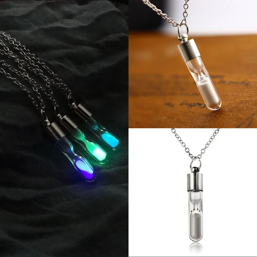 

Creative Fluorescent Hourglass Pendant Necklaces For Women Men Teens Trendy Party Night Wearing Fashion Jewelry Long Necklace