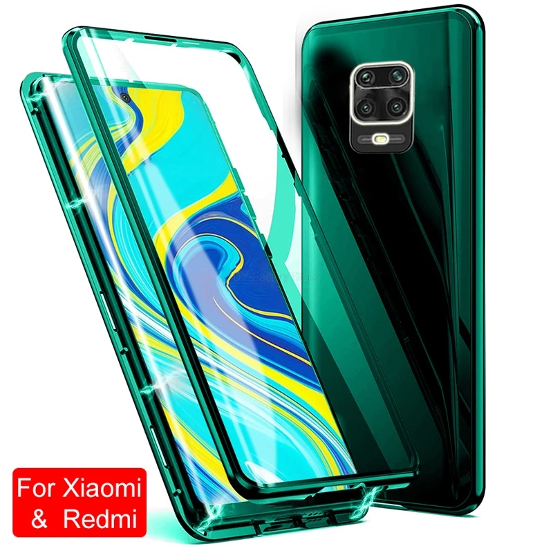 Двухсторонний магнитный металлический чехол для Redmi Note 9S 9 8T 7 K20 K30 Ultra 10X Xiaomi Mi 10 Lite